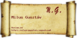 Milus Gusztáv névjegykártya