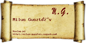 Milus Gusztáv névjegykártya