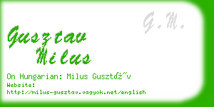 gusztav milus business card